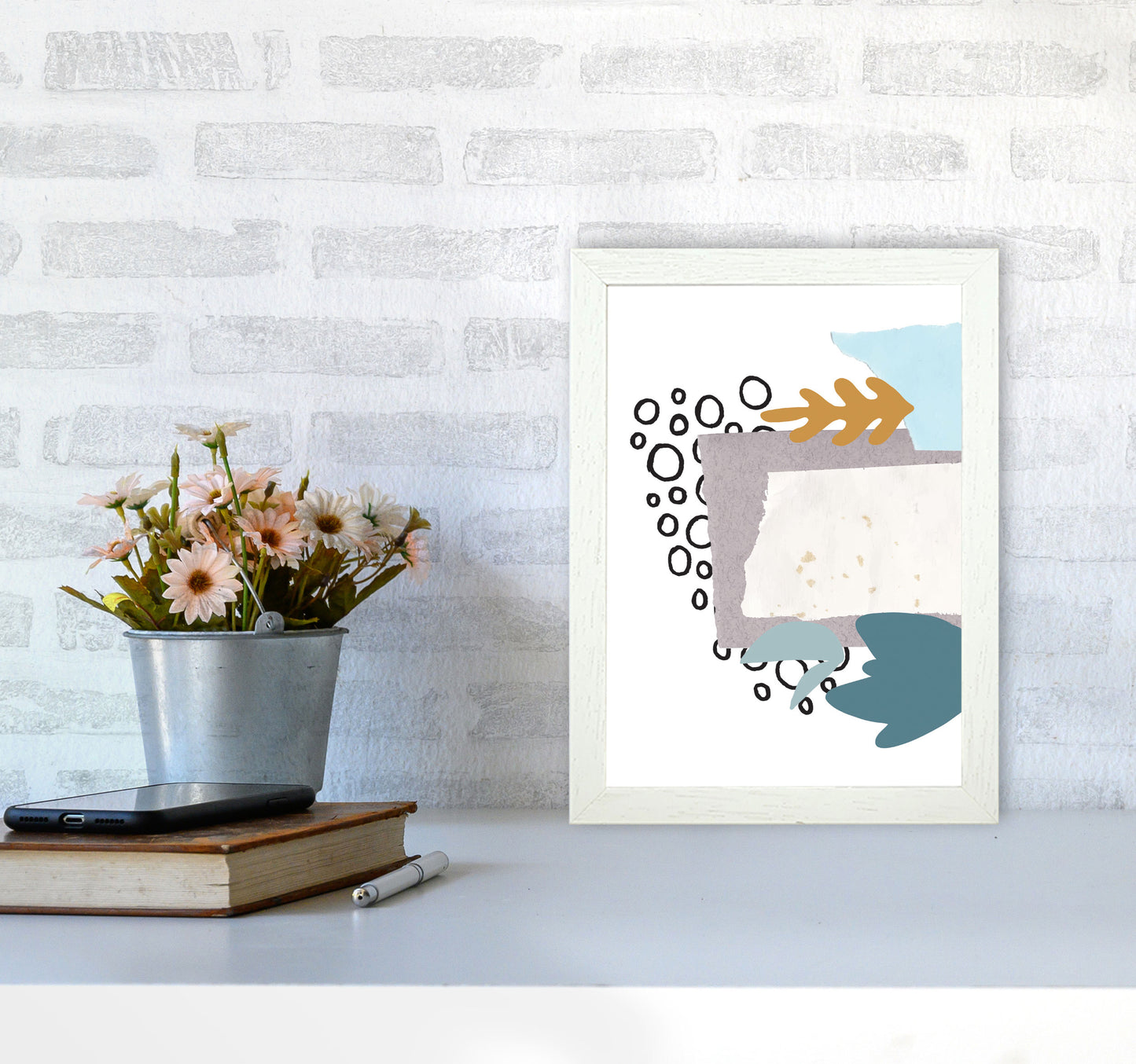 Reef Shapes Abstract 2 Modern Print A4 Oak Frame