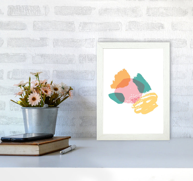 Pink And Teal Mismatch Abstract Modern Print A4 Oak Frame