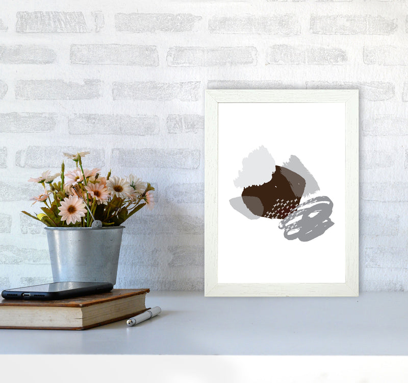 Grey And Black Mismatch Abstract Modern Print A4 Oak Frame