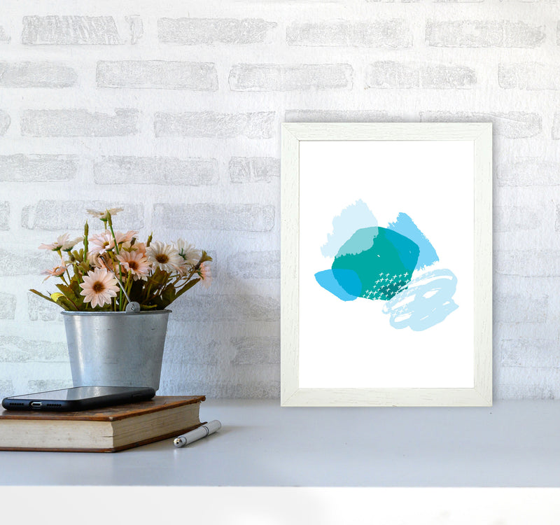 Blue And Teal Mismatch Abstract Modern Print A4 Oak Frame