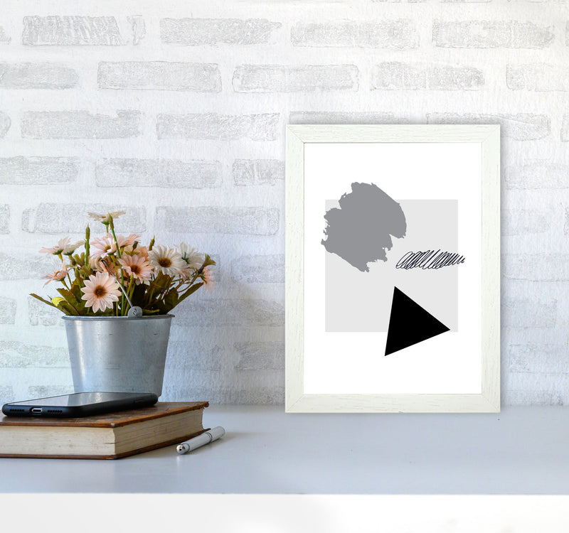 Grey Square Mismatch Abstract Modern Print A4 Oak Frame