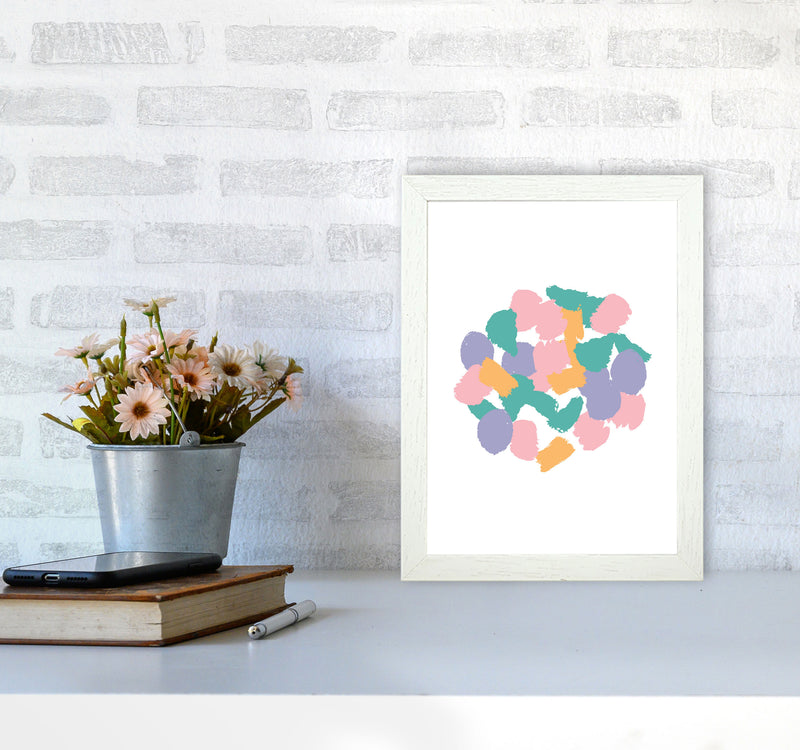 Pink Abstract Paint Splodge Modern Print A4 Oak Frame