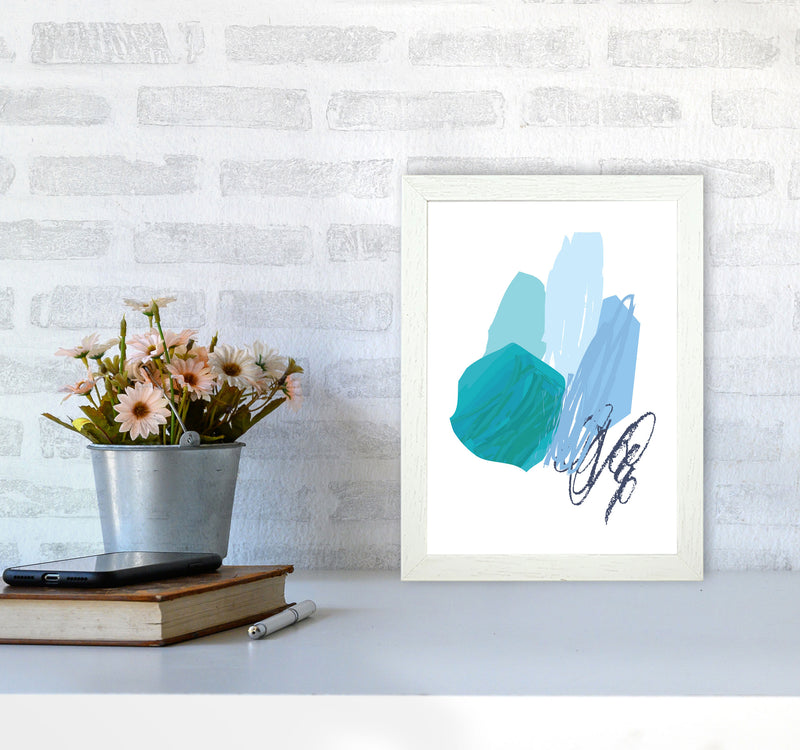 Blue Abstract Palette Drawings Modern Print A4 Oak Frame