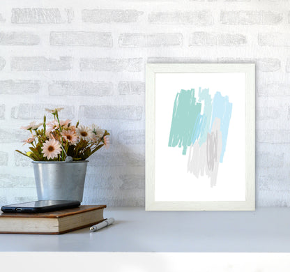 Mint Scribbles Abstract Drawings Modern Print A4 Oak Frame