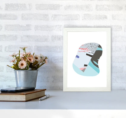 Teal Abstract Patterns Shape Modern Print A4 Oak Frame