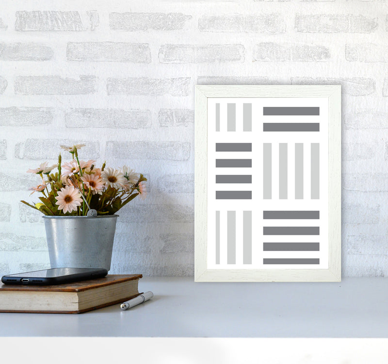 Grey Abstract Patterns 2 Modern Print A4 Oak Frame