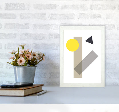 Random Yellow Geo Styles 3 Modern Print A4 Oak Frame