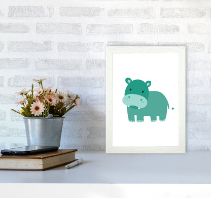 Children&#39;s Animals, Hippo Modern Print A4 Oak Frame