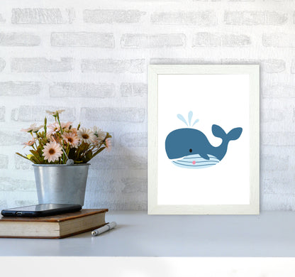 Children&#39;s Animals, Whale Modern Print A4 Oak Frame