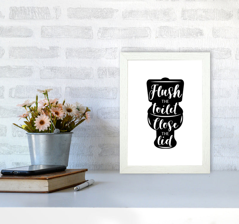 Flush The Toilet, Bathroom Modern Print, Framed Bathroom Wall Art A4 Oak Frame