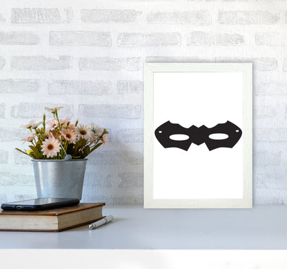 Superhero Mask Framed Nursey Wall Art Print A4 Oak Frame