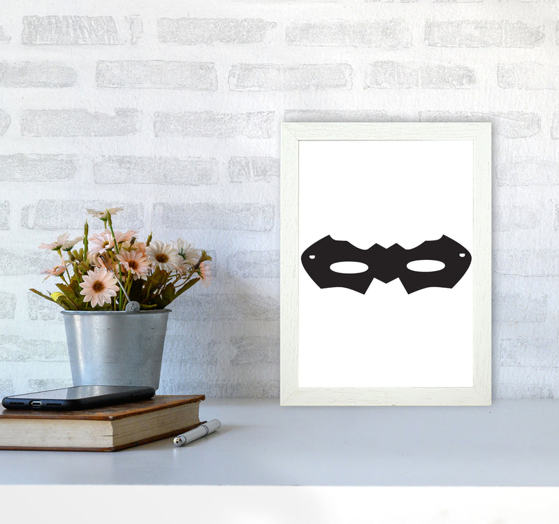 Superhero Mask Framed Nursey Wall Art Print A4 Oak Frame