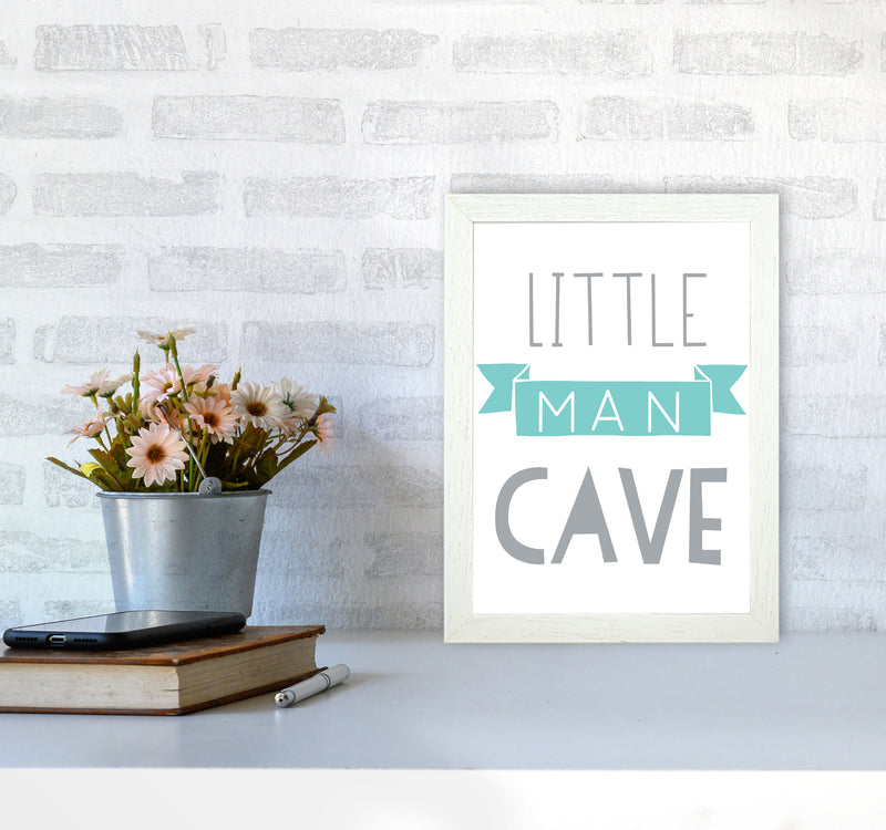 Little Man Cave Mint Banner Framed Nursey Wall Art Print A4 Oak Frame