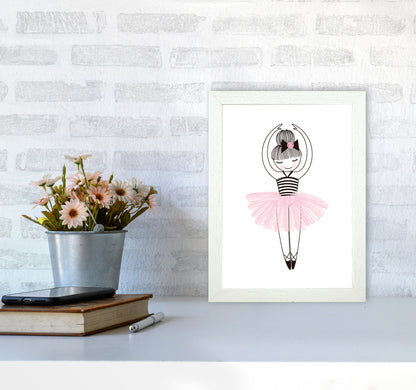 Girl&#39;s Ballerina Drawing Multi Set Illustration Wall Art Poster Print A4 Oak Frame