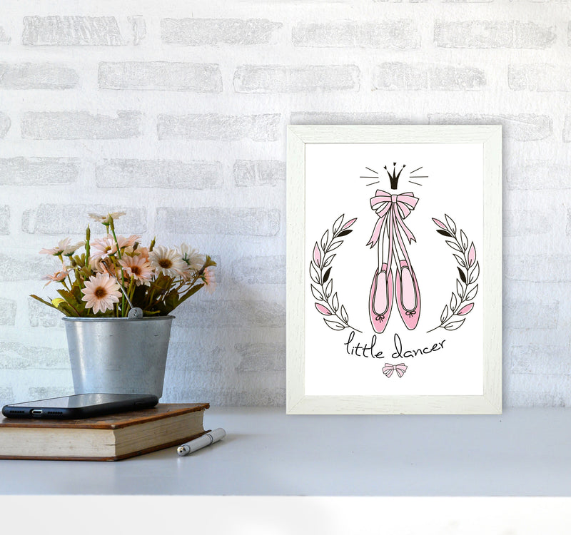 Little Dancer Shoes Framed Nursey Wall Art Print A4 Oak Frame