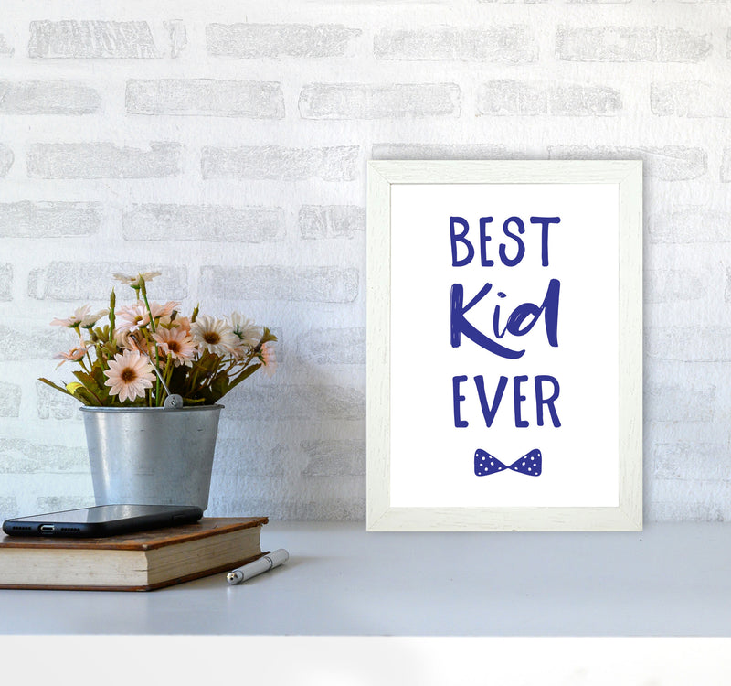 Best Kid Ever Navy Framed Nursey Wall Art Print A4 Oak Frame