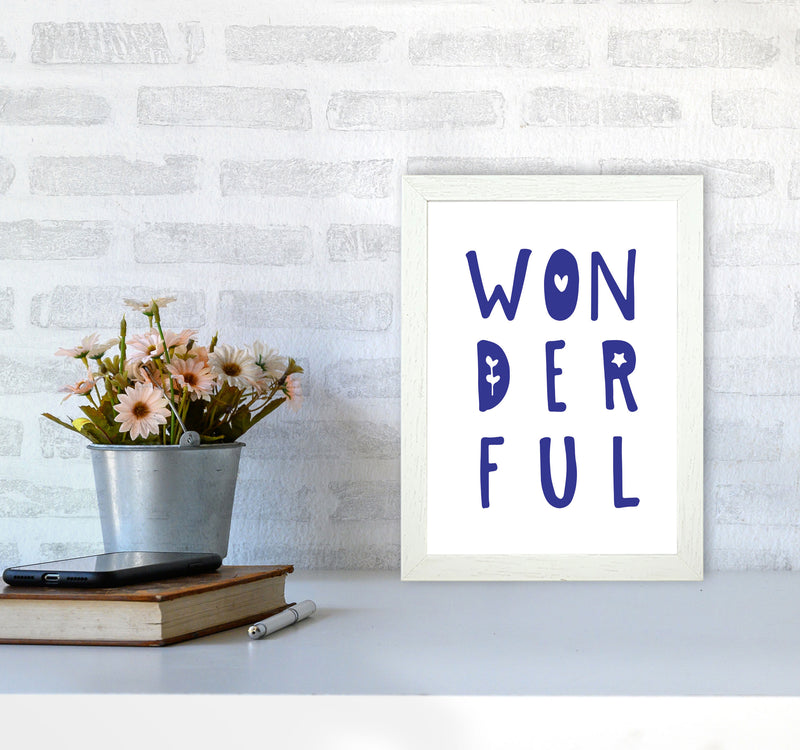 Wonderful Navy Framed Nursey Wall Art Print A4 Oak Frame
