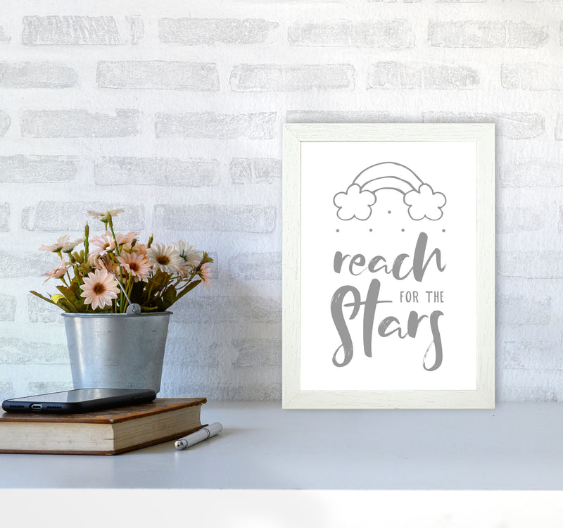 Reach For The Stars Grey Modern Print A4 Oak Frame