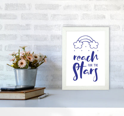 Reach For The Stars Navy Modern Print A4 Oak Frame