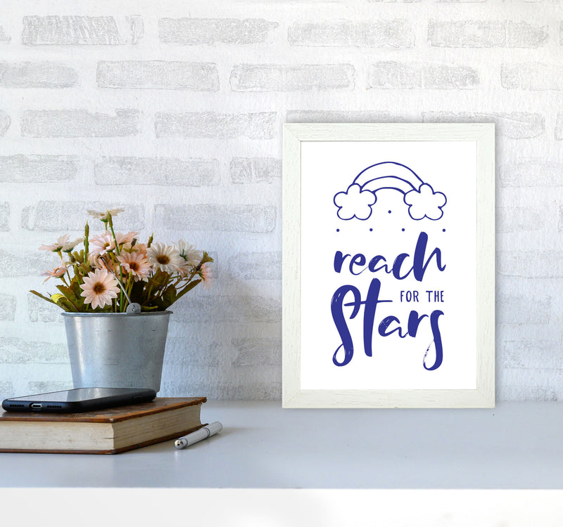 Reach For The Stars Navy Modern Print A4 Oak Frame
