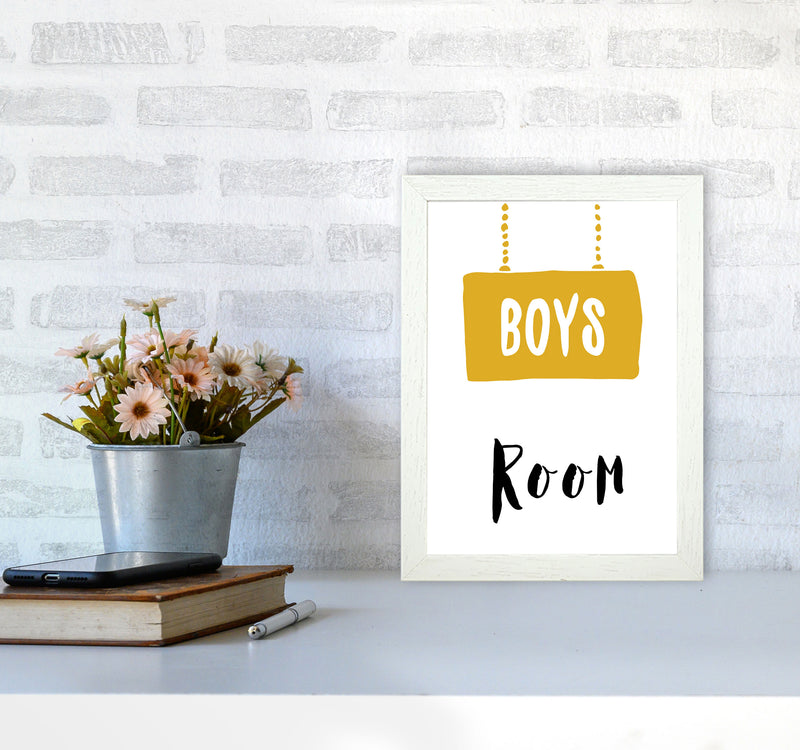 Boys Room Mustard Framed Nursey Wall Art Print A4 Oak Frame