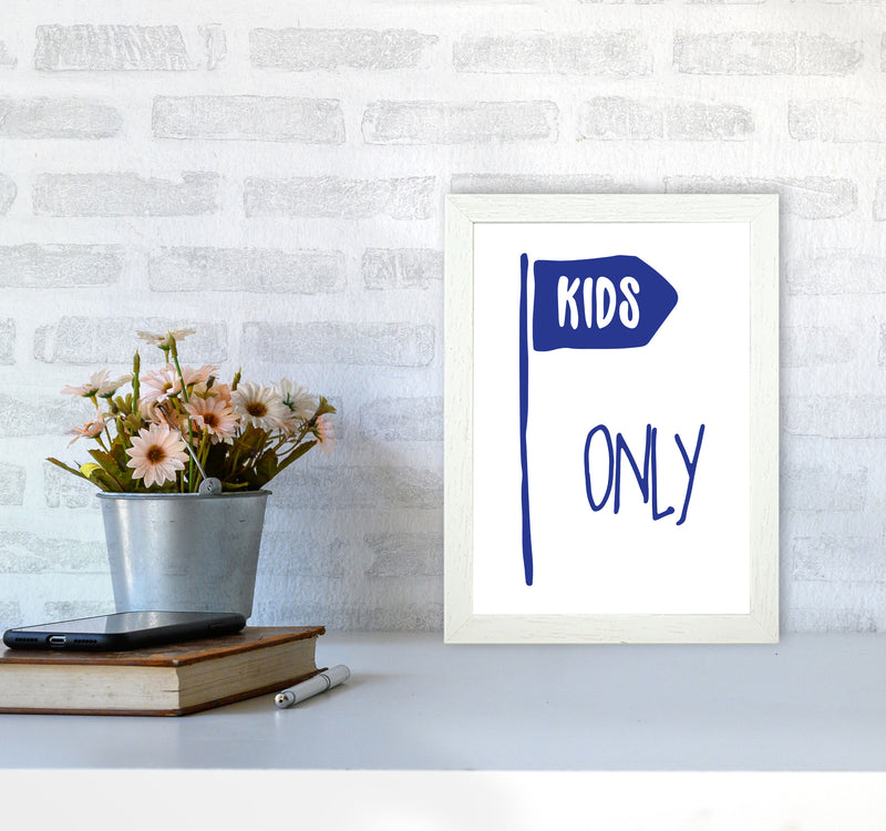 Kids Only Navy Framed Nursey Wall Art Print A4 Oak Frame