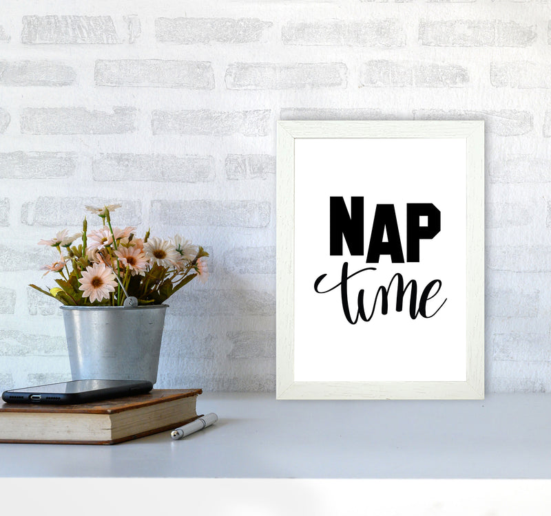 Nap Time Black Framed Typography Wall Art Print A4 Oak Frame