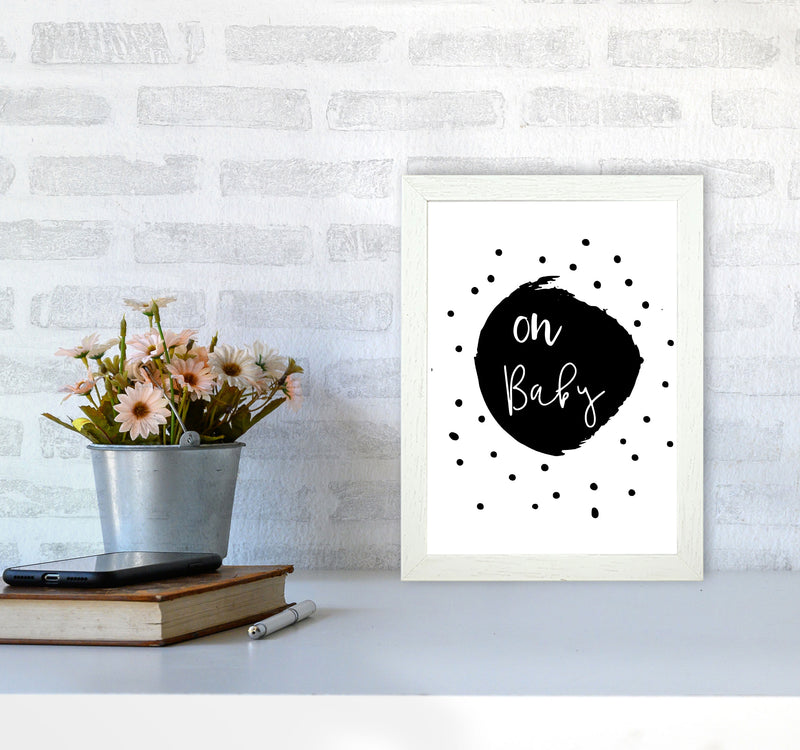 Oh Baby Black Framed Typography Wall Art Print A4 Oak Frame