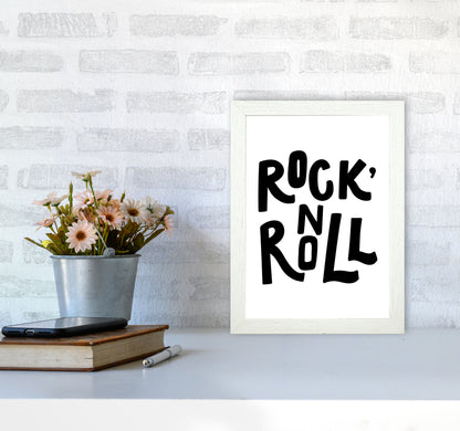 Rock &#39;N Roll Black Modern Print A4 Oak Frame