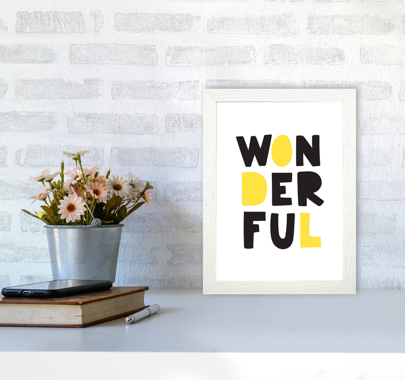 Wonderful Black And Yellow Framed Nursey Wall Art Print A4 Oak Frame