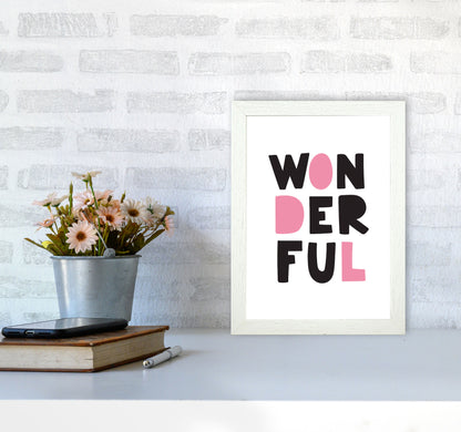 Wonderful Black And Pink Framed Nursey Wall Art Print A4 Oak Frame