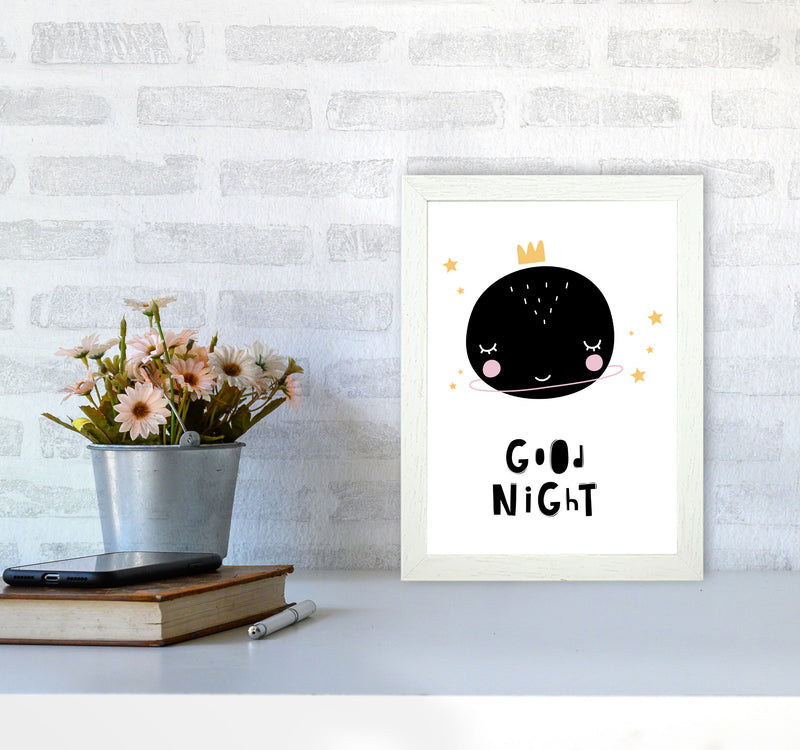 Good Night Planet Framed Nursey Wall Art Print A4 Oak Frame