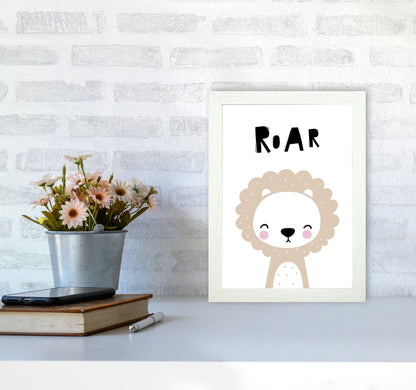 Lion Roar Modern Print Animal Art Print A4 Oak Frame