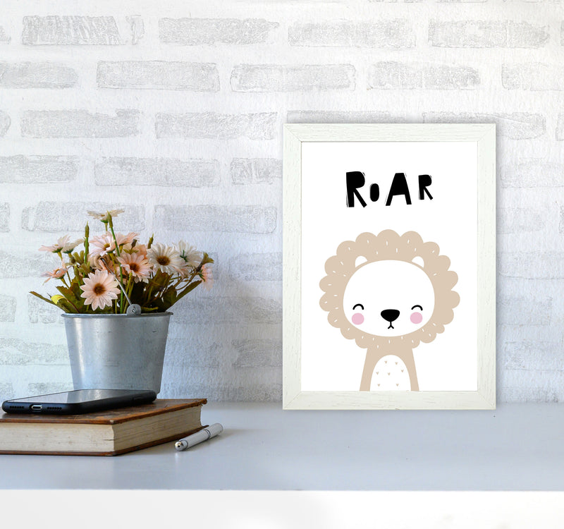 Lion Roar Modern Print Animal Art Print A4 Oak Frame