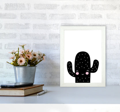 Black Scandi Cactus Modern Print, Framed Botanical & Nature Art Print A4 Oak Frame