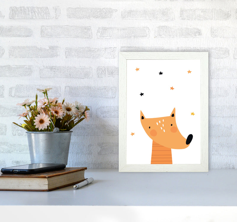 Scandi Fox Framed Nursey Wall Art Print A4 Oak Frame