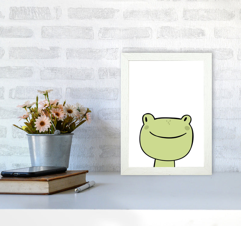 Scandi Frog Framed Nursey Wall Art Print A4 Oak Frame