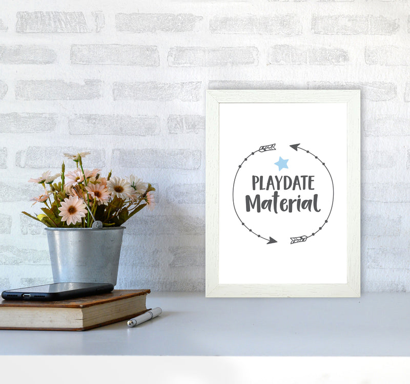 Playdate Material Framed Typography Wall Art Print A4 Oak Frame