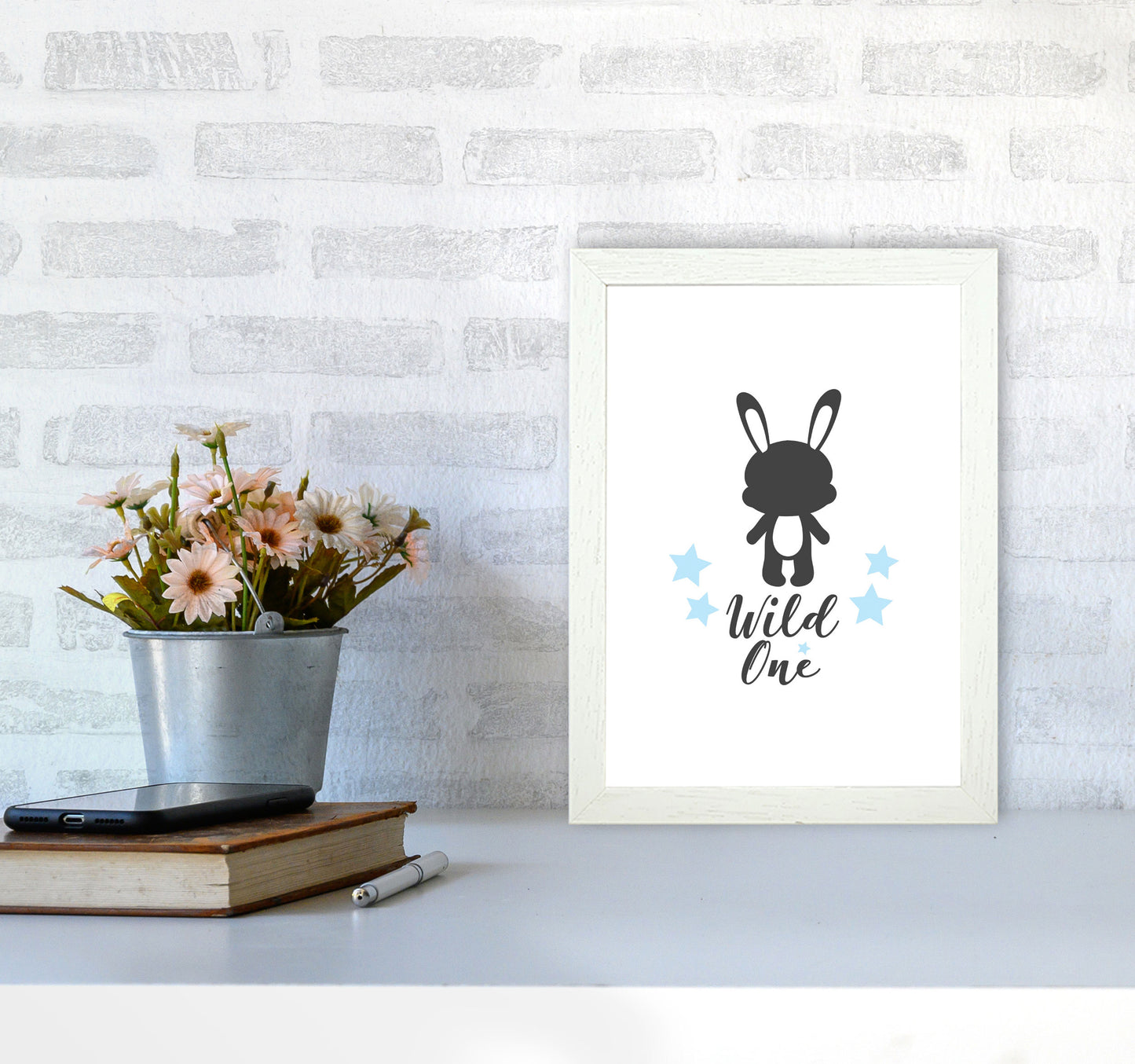 Wild One Framed Nursey Wall Art Print A4 Oak Frame