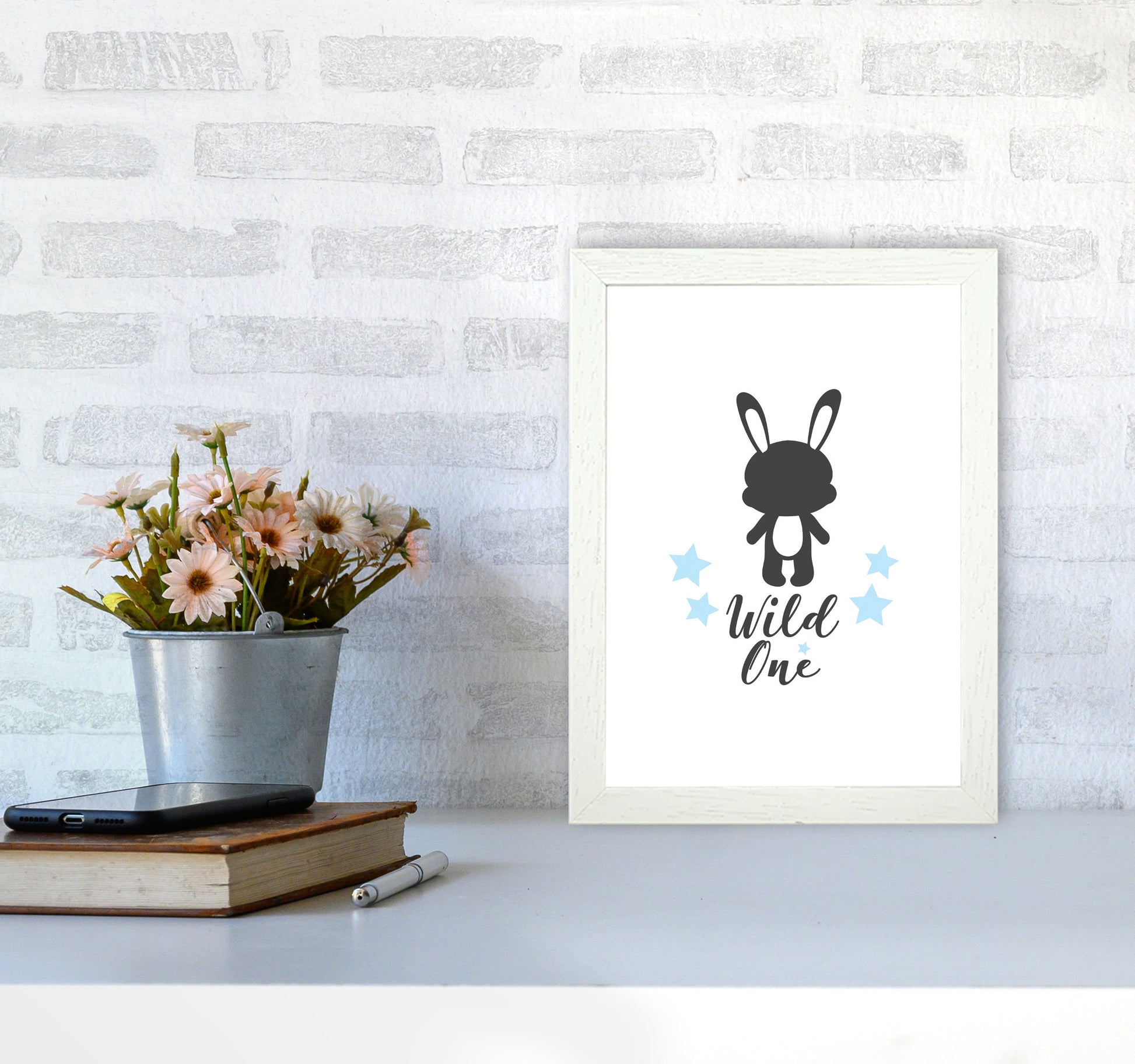 Wild One Framed Nursey Wall Art Print A4 Oak Frame