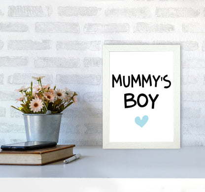 Mummy&#39;s Boy Blue Framed Nursey Wall Art Print A4 Oak Frame