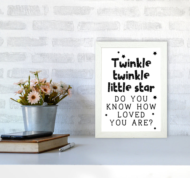 Twinkle Twinkle Little Star Black Framed Nursey Wall Art Print A4 Oak Frame