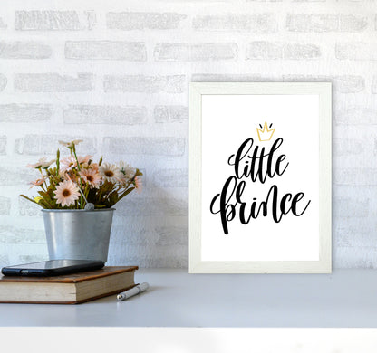Little Prince Gold Crown Framed Nursey Wall Art Print A4 Oak Frame