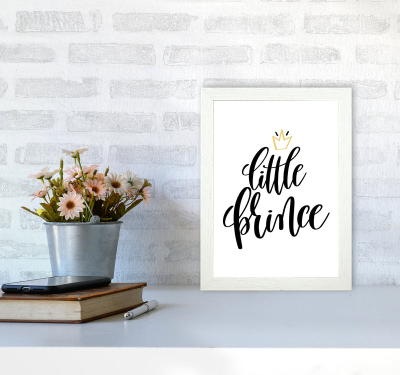 Little Prince Gold Crown Framed Nursey Wall Art Print A4 Oak Frame