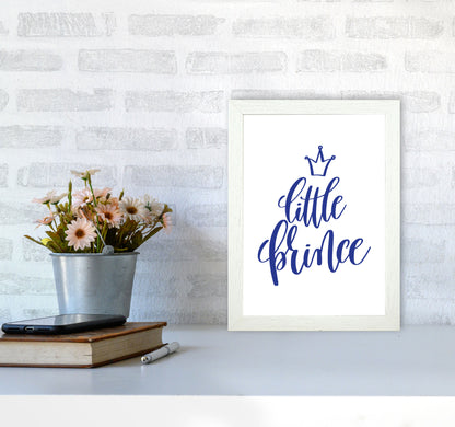 Little Prince Navy Framed Nursey Wall Art Print A4 Oak Frame