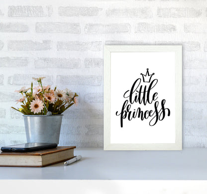 Little Princess Black Framed Nursey Wall Art Print A4 Oak Frame
