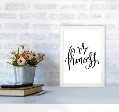 Princess Black Framed Nursey Wall Art Print A4 Oak Frame