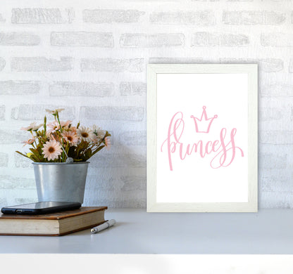 Princess Pink Framed Nursey Wall Art Print A4 Oak Frame