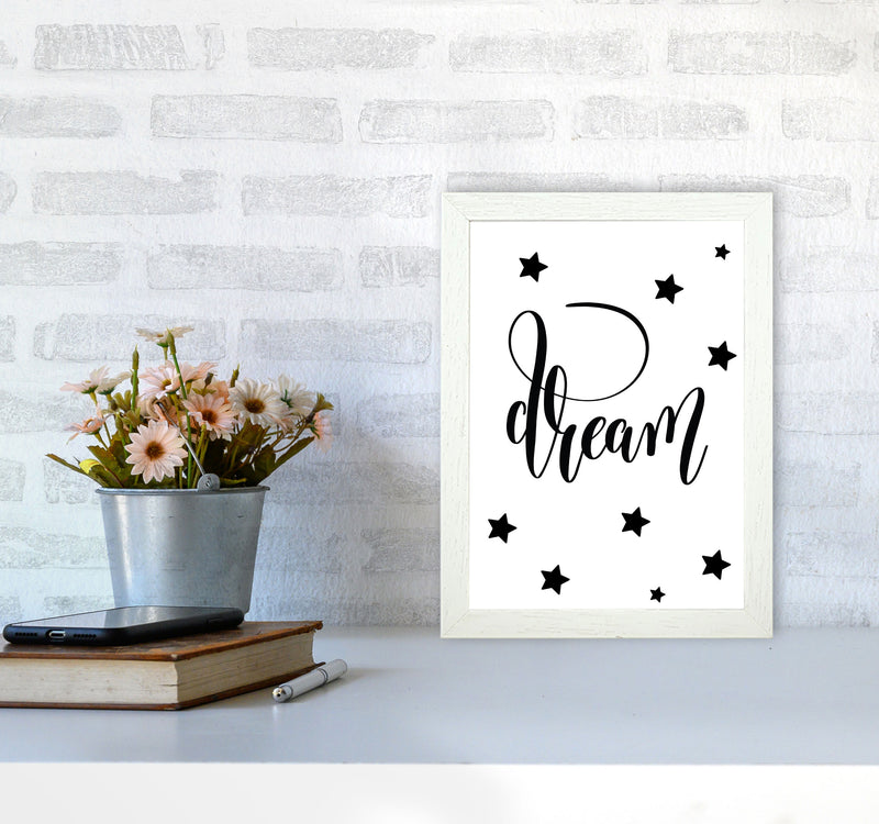 Dream Black Framed Typography Wall Art Print A4 Oak Frame