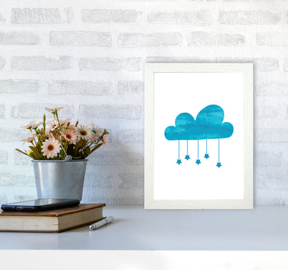 Turquoise Cloud Watercolour Modern Print A4 Oak Frame